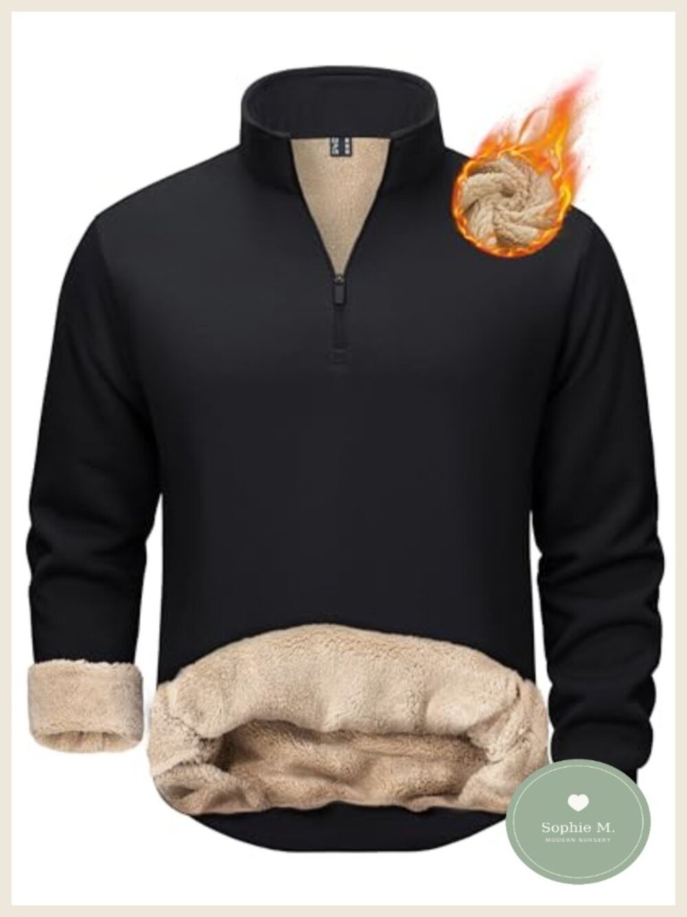 Men's Quarter Zip Sherpa Fleece Sweatshirt Thermal Winter Pullover